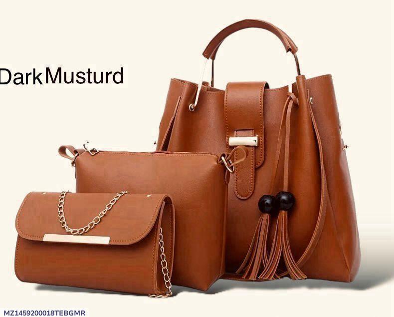 Plain Leather Hand Bag Set.