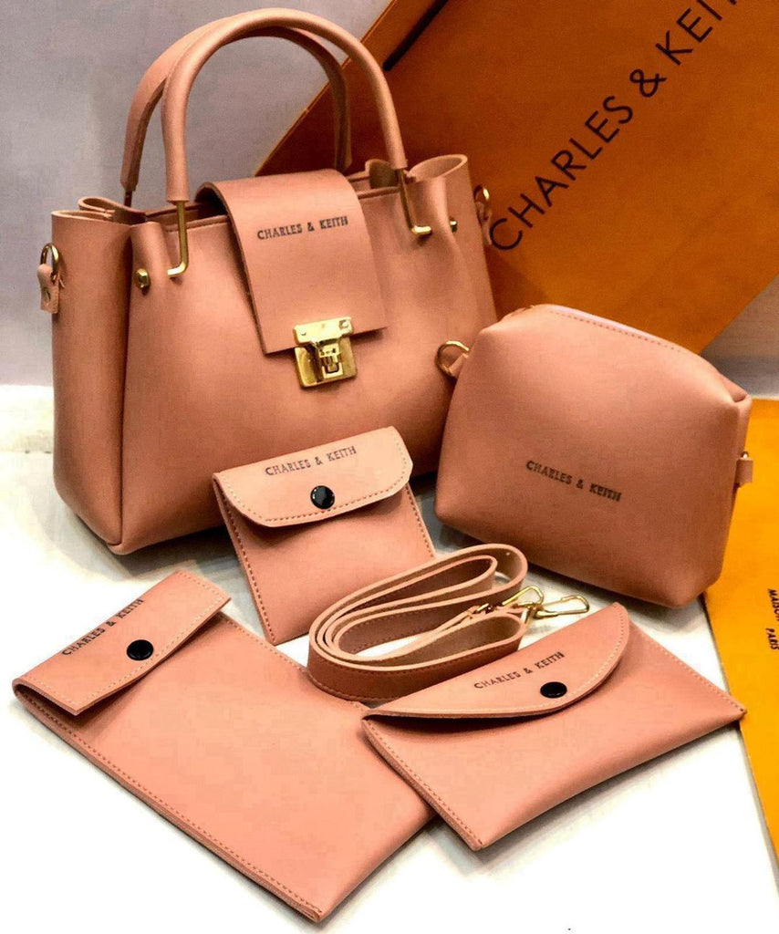 Plain  Leather  Hand Bag Set