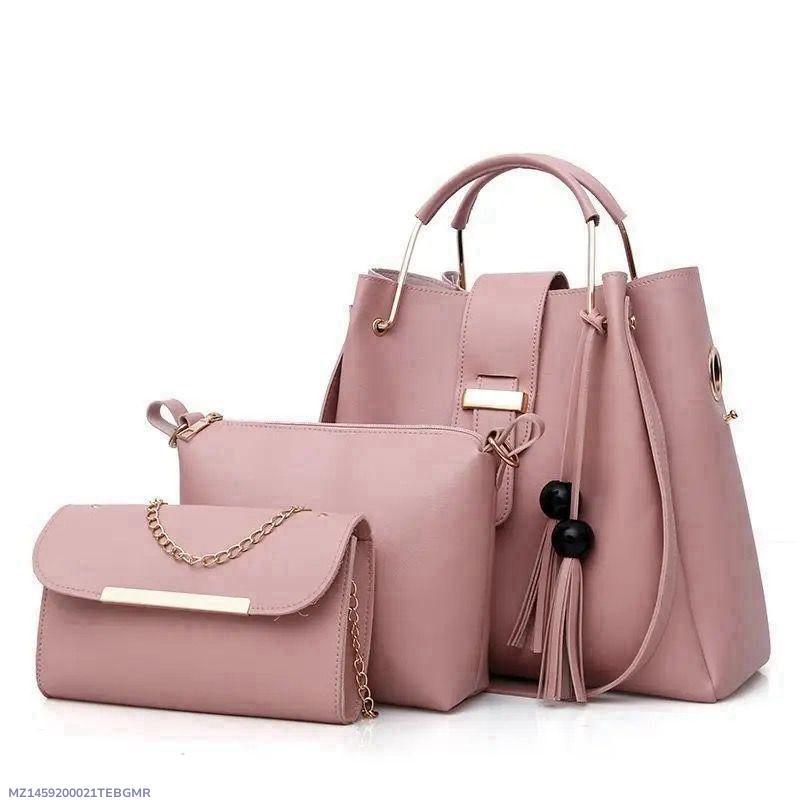 Plain Leather Hand Bag Set.