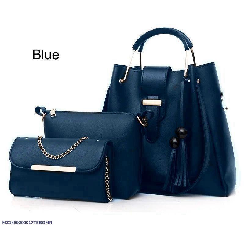 Plain Leather Hand Bag Set