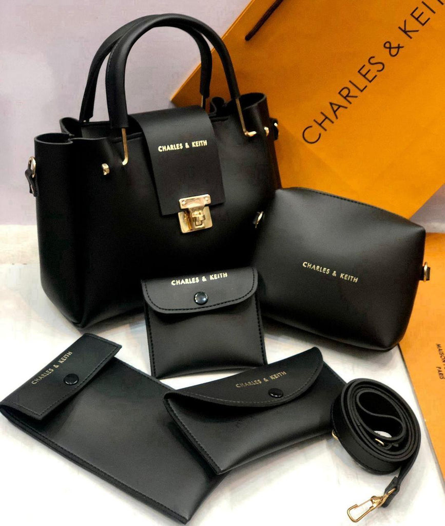 Plain Leather Hand Bag Set.